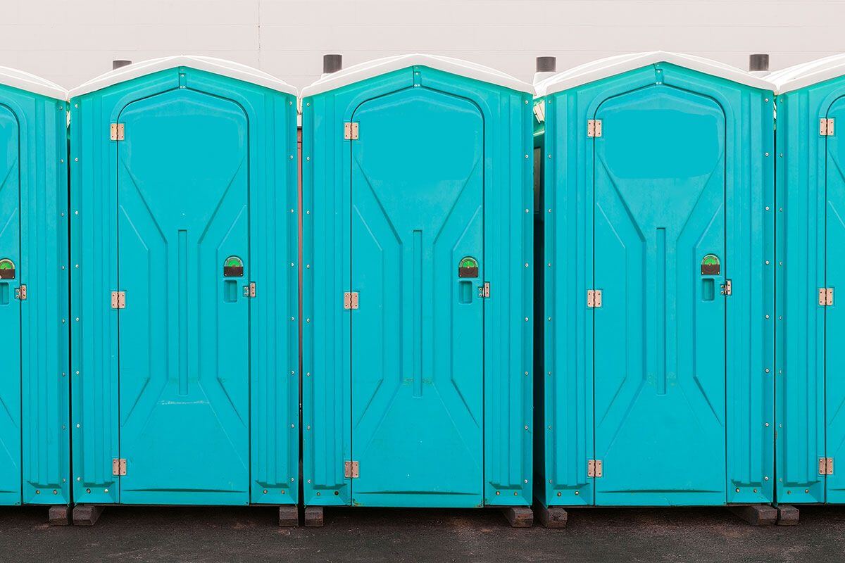 Industrial portable restroom units at a plant in Dickson, Tennessee